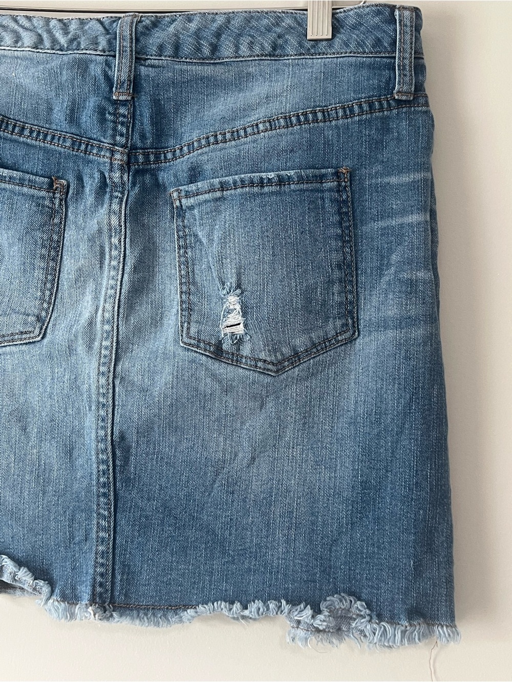 Light Blue Distressed Denim Mini Skirt - Picture 8 of 8